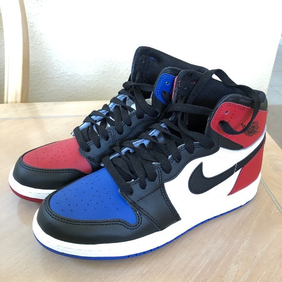 blue and red nike high tops